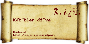 Kübler Éva névjegykártya